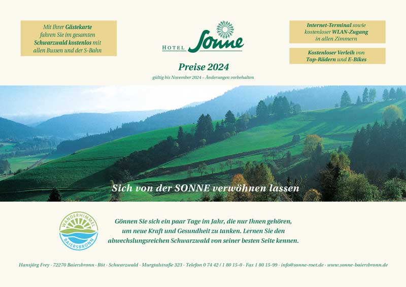 Hotel Sonne: Download Preisliste 2024
